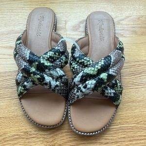 Madewell The Skyler Slide Sandal in Snake Embossed Leather size 8